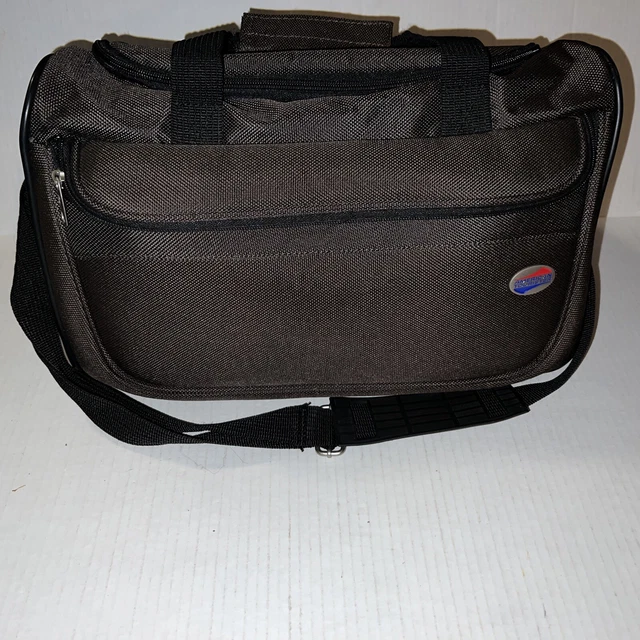 American Tourister Brown Duffle Bag Carry On w/ Shoulder Strap Handle 15”x8”x10”