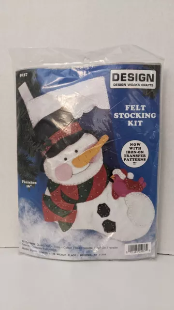 NUEVO Design Works Crafts muñeco de nieve 16" kit de medias de fieltro #5037