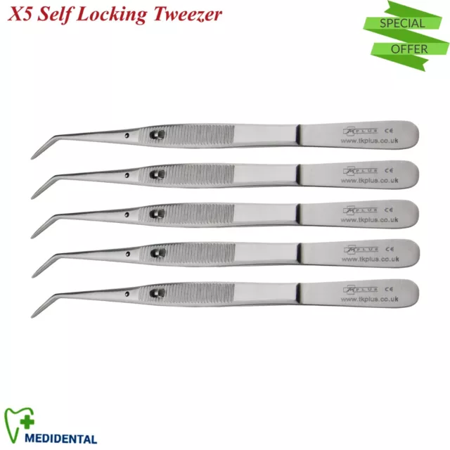 Self Locking Tweezers Surgical Dressing & Cotton Pliers Dentistry Oral Care Tool