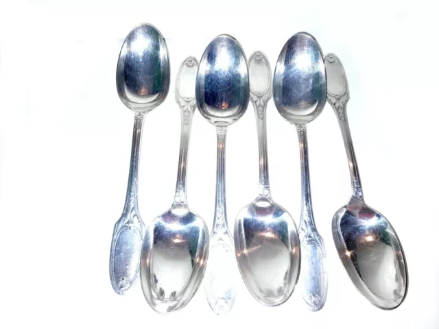 CHRISTOFLE LAURIER 6 cuillères de table à soupe Métal Argenté Laurier Louis XVI