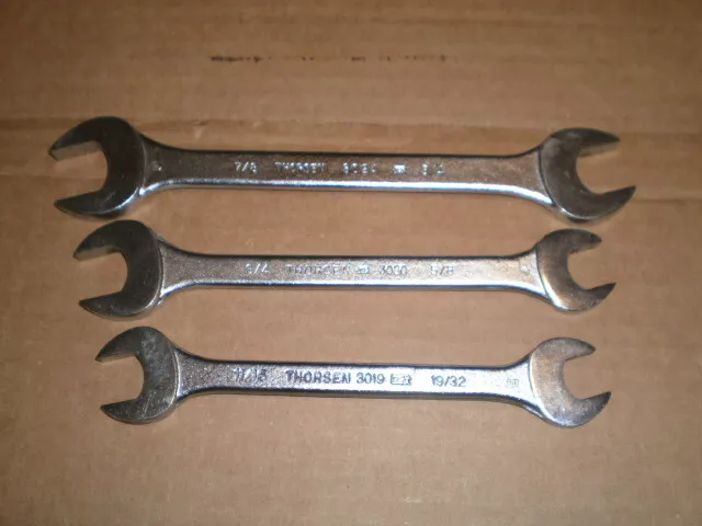 Vintage THORSEN Open End Wrenches / Standard / QUALITY USA TOOL - Lot Of 3