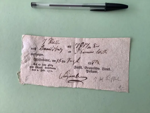 Germany Braunschweig 1829 postal note Ref A1573