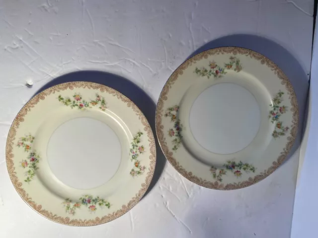 Vintage Rare Meito China Set of Bread & Butter Plates Hand painted Japan