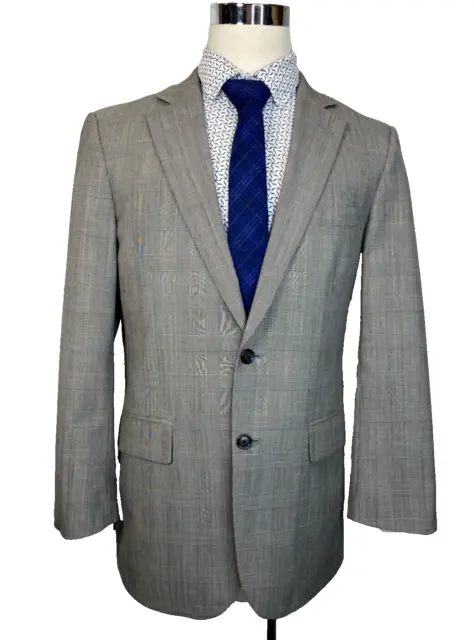 Jos A Bank Mens Gray Plaid Stays Cool Wool Blend Suit Jacket Sport Coat 39R