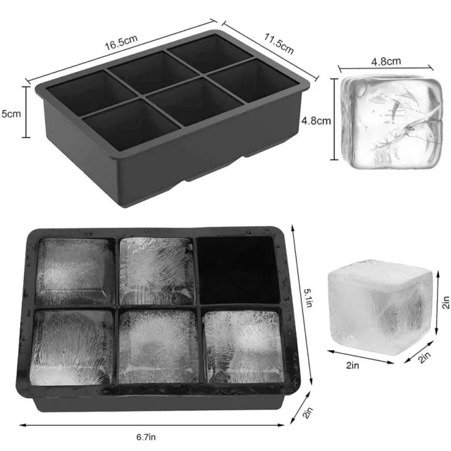 1 Pack Silicone Ice Cube Large Ice Trays Easy-Release BPA Free Cocktail Freezer 3