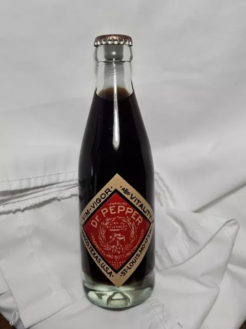 Dr. Pepper Bottle - Vim Vigor & Vitality Waco Tx 1885-1985 Full Unopened Bottle