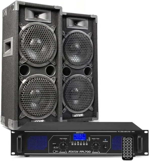✔️ MP3 DJ Set PA Anlage DJ Boxen Set✔️1600W und 700W Verstärker mit Bluetooth ✔️