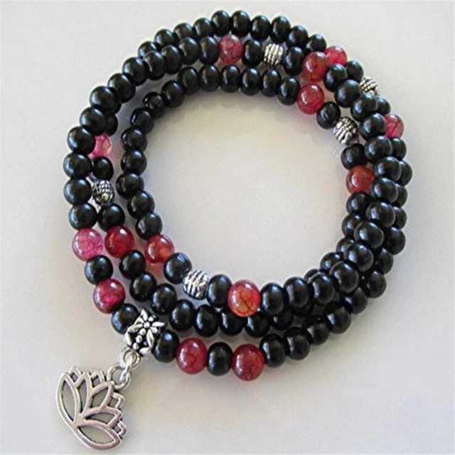 6MM 108 Black agate dragon agate Bracelet DIY Meditation natural Natural Charm