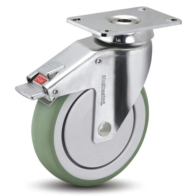 MEDCASTER SS03AMX125TLTP01 Plate Caster,Swivel,3" Wheel Dia.