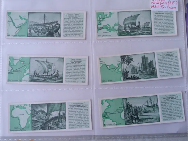 Typhoo Tea Cards , Famous Voyages, full set 25 , 1934    refp