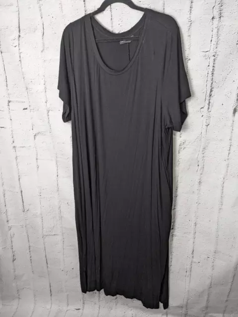 Lane Bryant Womens Maxi Dress Black Short Sleeve Shift Jersey Knit Size 26/28 3X