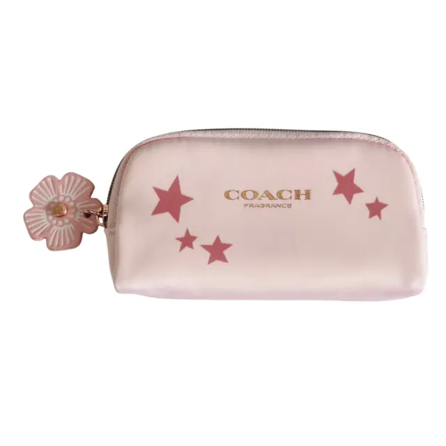 Coach Fragrance Pink Satin Coin Purse Mini Cosmetic Pouch Wallet Flower Star NEW