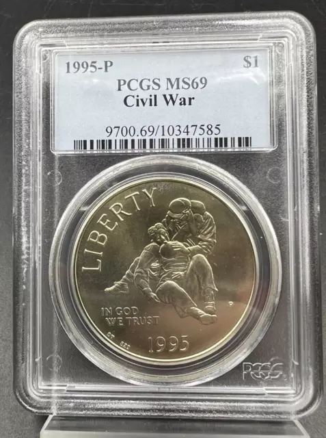 1995 P US Civil War 90% Silver Commemorative Dollar PCGS MS69 Gem BU Business SK