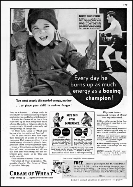 1935 Boxing champ young boy Cream of Wheat cereal vintage photo print ad ads60