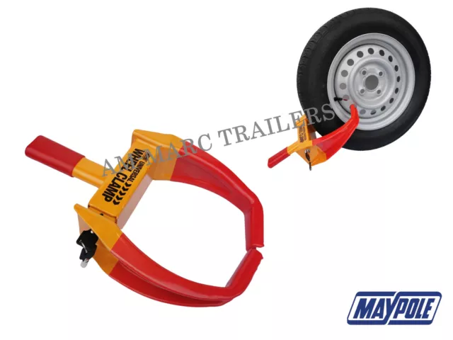 Maypole Universal Security Wheel Clamp Lock Trailer Car Caravan Motorcycle