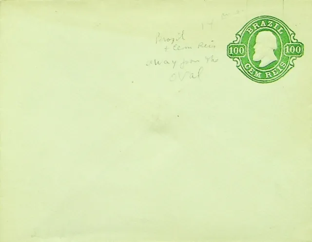 Sephil Brazil Ungebraucht 100 Reis Grün Postal Briefpapier Umschlag