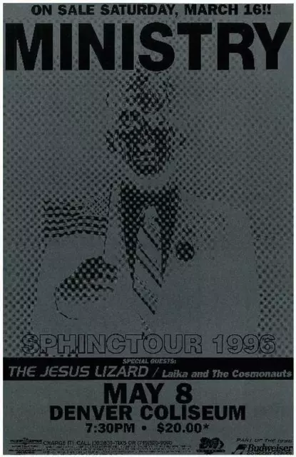 Ministry Jesus Lizard Denver 1996 Original Concert Poster
