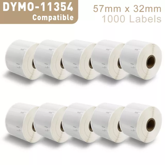 10x Label kompat. zu Dymo 11354 57 x 32 mm 1000 Label Etiketten pro Rolle