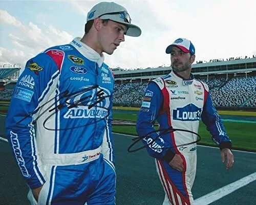 2X SIGNED Jimmie Johnson & Trevor Bayne #6 Daytona Pit Road Rare 8X10 Photo COA