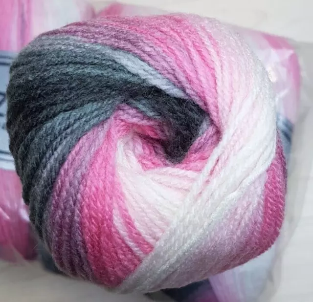 400g Wollpaket Grau  Rosa Weiß Farbverlaufsgarn Garn 20% Merino Wolle 80% Acryl