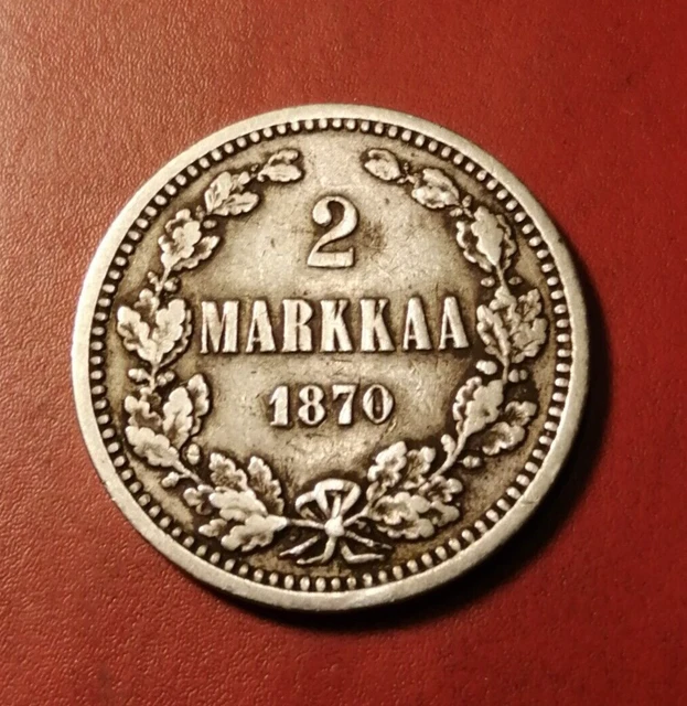 *Finland  * 2 markkaa  * 1870 * Silver  *Alexander II *Cond. EF-very nice