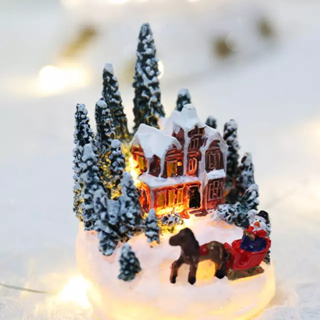 Scène De Neige De Noël, Village Lumineux, Maison Miniature Pour