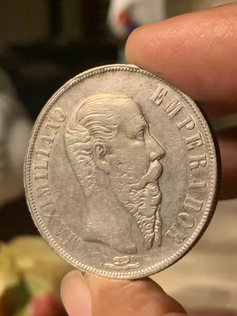 Empire of Maximilian * 1 Peso Silver * 1867 Mo-M * Mexico City Mint Scarce! Empire of Maximilian * 1 Peso Silver * 1867 Mo-M * Mexico City Mint Scarce!
