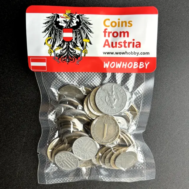 Austrian Coin Collection Lot, 65 Random Coins from Austria, Coin Collecting