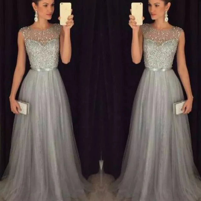 Women Formal Wedding Bridesmaid Evening Party Ball Prom Gown Long Cocktail-Dress