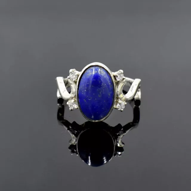 Natural Lapis Lazuli Ring 925 Sterling Silver Gemstone Jewelry For Women Ring