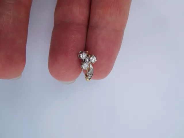 Francés Art Nouveau Deco 18K Oro Diamantes Trébol Platino Paca Charm Colgante ☘️