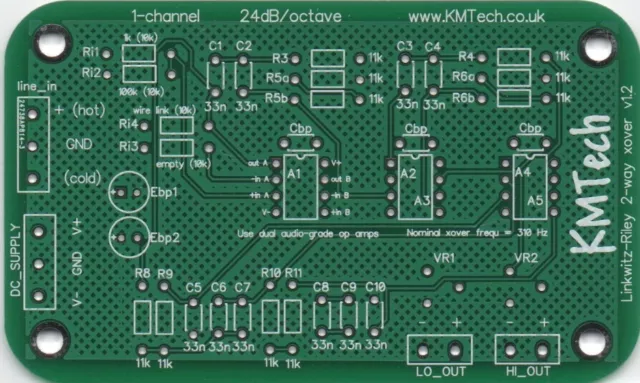 NEW ! LR mono 2-way active filter PCB DIY BALANCED/UNBALANCED INPUT PACK OF 5