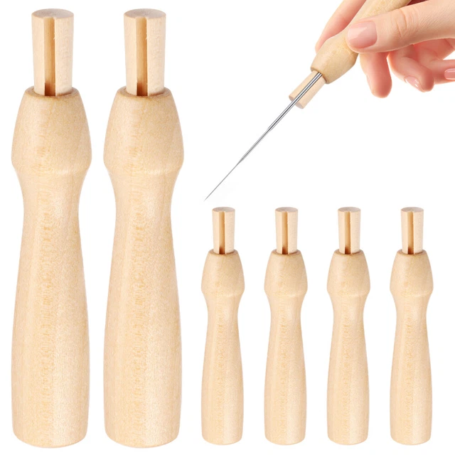 10 piezas manijas de aguja de fieltro mango de madera enchufes artículos de artesanía herramienta de troquelado manual