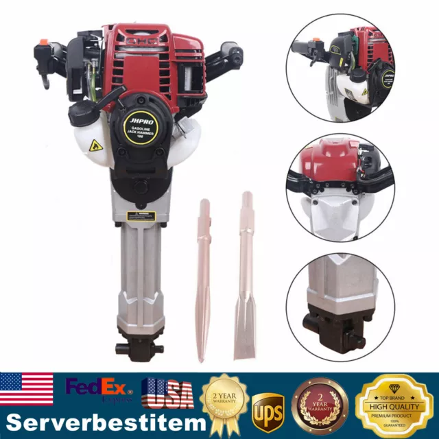 4 Stroke 37.7CC Gas Power Demolition Jack Hammer Concrete Breaker with Chisel US