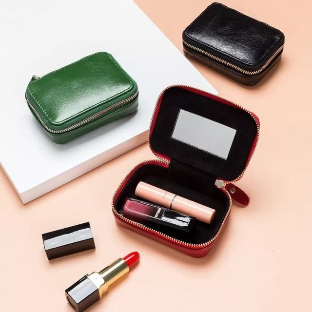 Zipper Lipsticks Case with Mirror Coin Storage Bag Portable Makeup Bag  Ladies