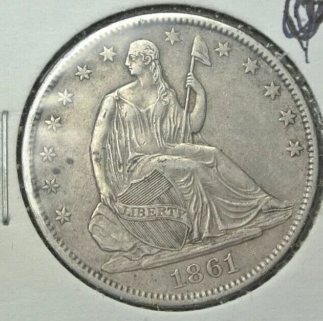 :1861-O 50C Seated-Liberty Half-Dollar  VERY NICE