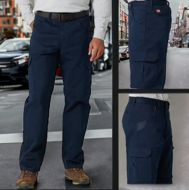 Men's New Cargo Relaxed Fit Workwear Pants Navy Blue 7 Pocket Size 40 X 32 NWT