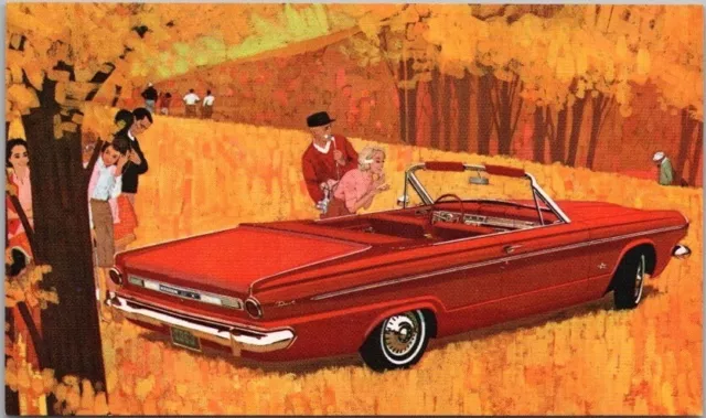 1963 DODGE DART GT Car Advertising Postcard "Compact Convertible" Artist's View