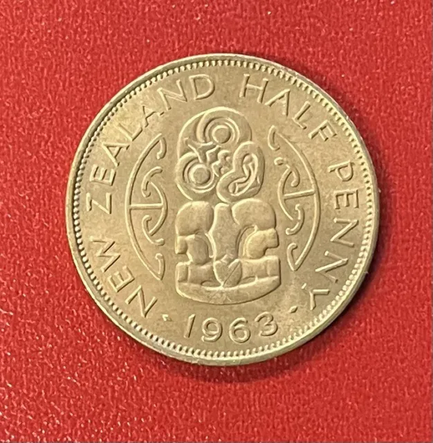 New Zealand 1963 Half 1/2 Penny Coin. UNC BU