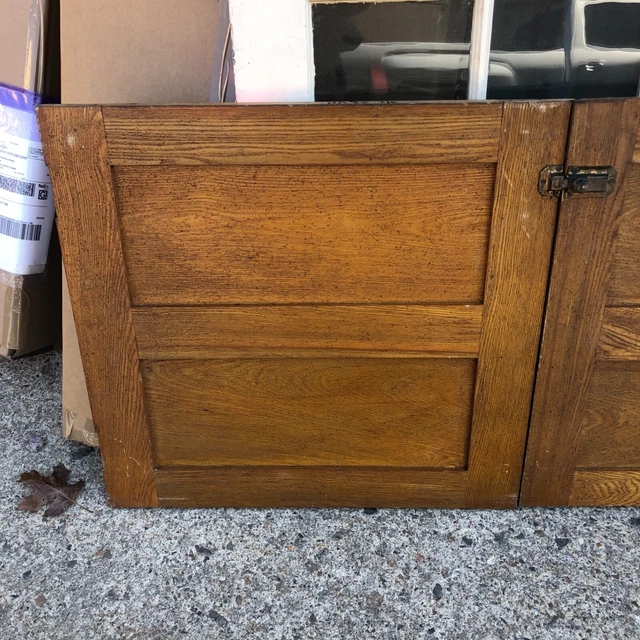 WOW pair vintage chestnut sliding paneled butler pantry doors 24.25” x 24 5/8” 2
