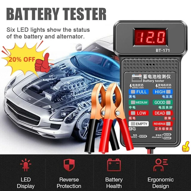 1X Digital Car Battery Tester Automotive Cranking Charging Test Analyzer 12V-UK