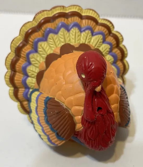 Vintage Hallmark Thanksgiving Colorful Turkey Salt Pepper Shakers Plastic Lot 2 2