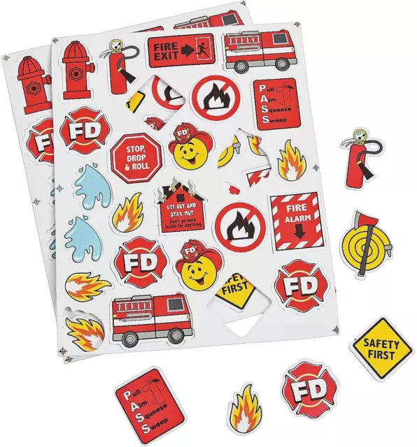 100 Piece - Fire Safety Foam Stickers / Shapes - 1 to 2 1/2 Inch - New