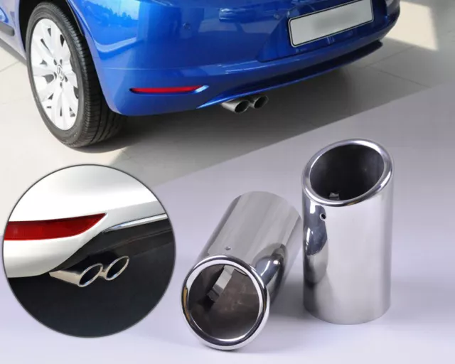 2X Stainless Steel Exhaust Tail Rear Muffler Tip Pipe Fit for VW Scirocco 10 11