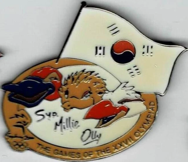 2000 SYDNEY OLYMPIC Mascots with South Korea Flag Pin 2024 Paris Games