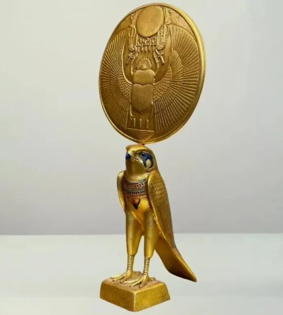 UNIQUE ANCIENT EGYPTIAN ANTIQUES Golden Statue Of God Horus as Falcon Bird BC 2