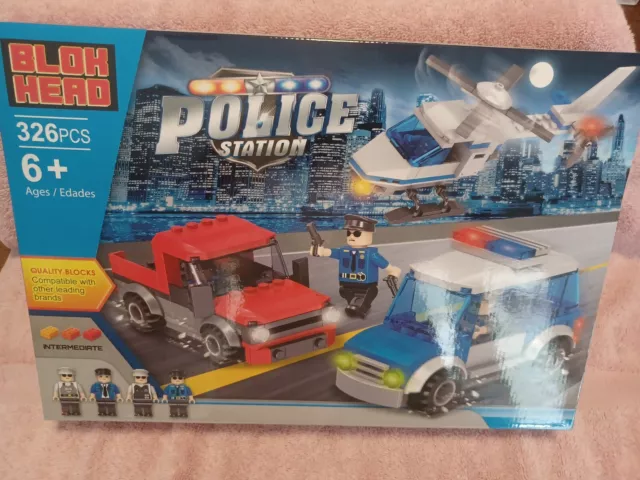 Blok Head Police Station, Helicopter Police Car & Figures Playset 326 pieces