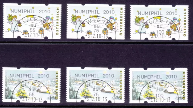 Österreich 2010 Automatenmarken 44.Ausgabe"NUMIPHIL 2010"6 Werte gestempelt°