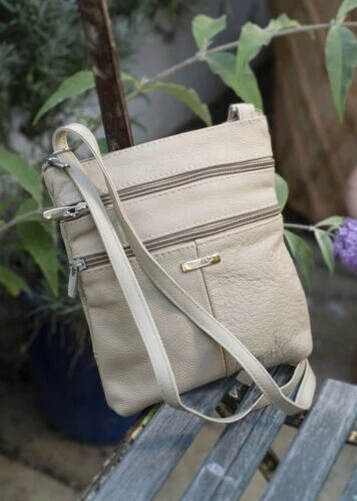 Femmes 5 Fermeture Éclair Sac à Main Cuir Véritable Petit Compact Bandoulière