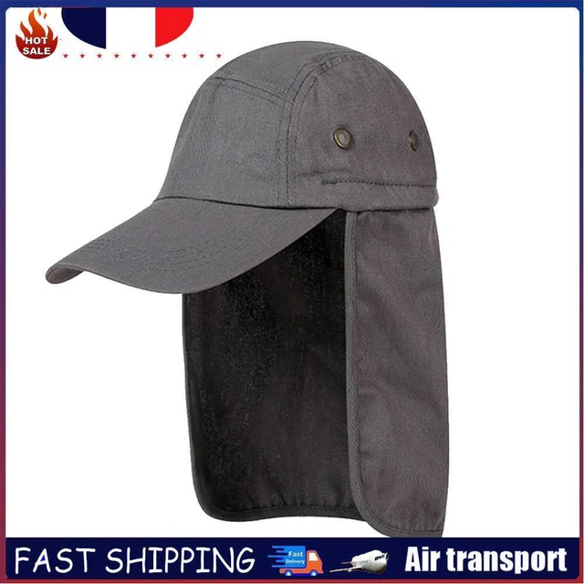 Unisex Fish Hat Sun Visor Cap Sun Protect with Ear Neck Cover (Dark Grey)